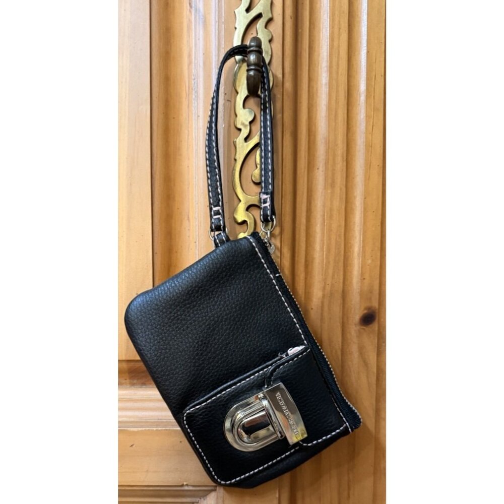 Y2K Style Victoria’s Secret Small Black Clutch Purse w/Buckle Pink Stitching